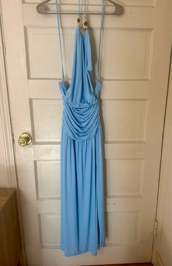 Runaway The Label Imelda High Neck Maxi Dress - Sky Blue - Image 3
