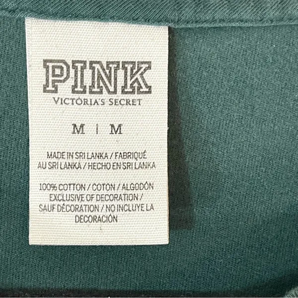 Victoria's Secret PINK Green Long Sleeve Tee Relaxed Fit Crew Neck - Image 2