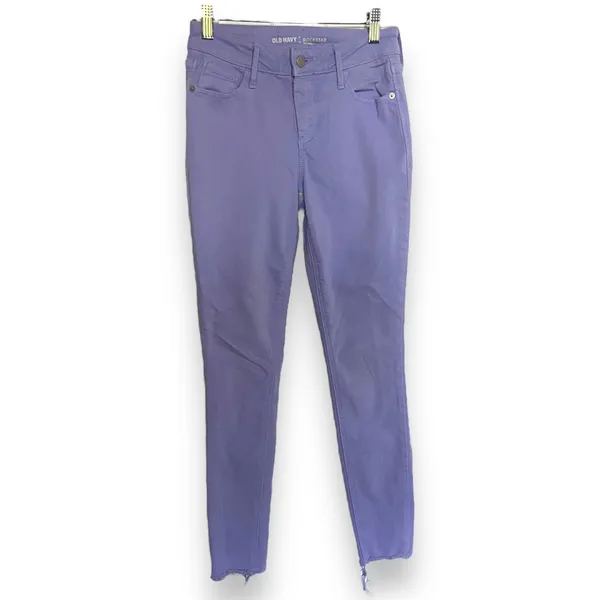 Old Navy Womens Jeans Sz 2 Periwinkle Lilac Rockstar Pants Light Purple Mid Rise - Image 2