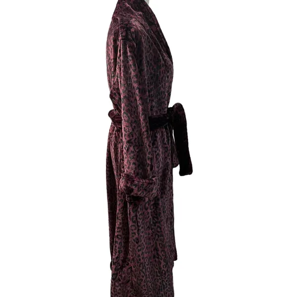 Natori Private Luxuries Leopard Animal Print Ultra Soft Fleece Long Robe M - Image 5
