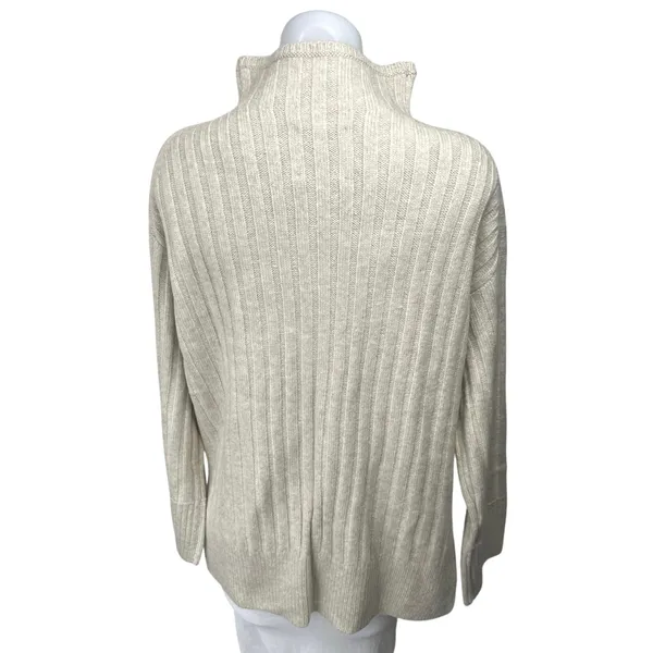 NEW Abercrombie & Fitch Beige Rib Mock Neck Long Sleeve Pullover Sweater Top S - Image 2