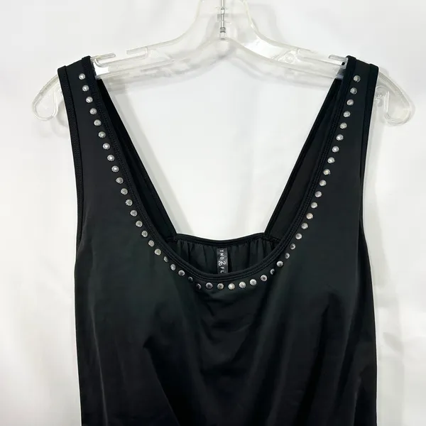 Two 2 Fly Large Romper Studded Black Sleeveless Pockets Goth Edgy Mini Biker 529 - Image 5