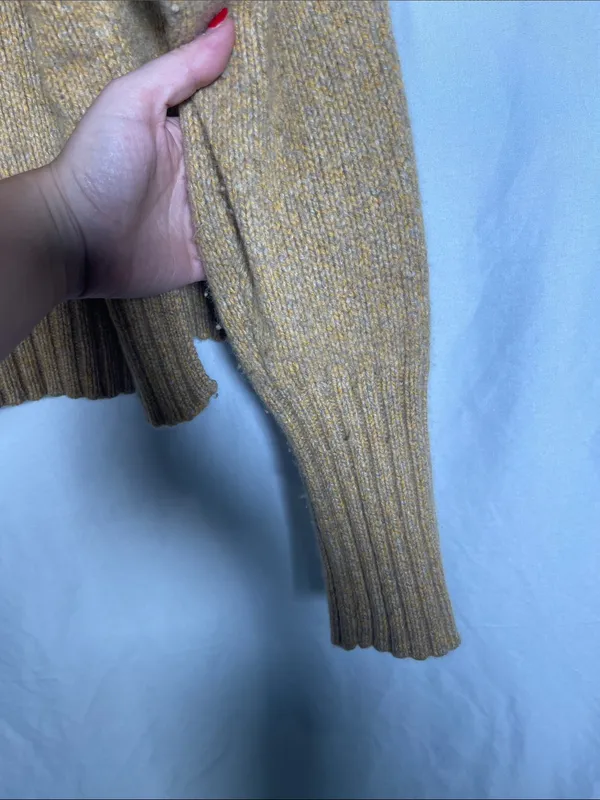 360 Sweater Womens Cashmere Wool Mustard Tan Turtleneck Sweater Medium - Image 5