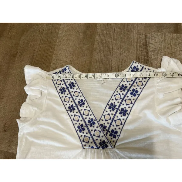 Anneliese Women's XL White‎ Embroidered V-Neck Flutter Sleeve Boho Blouse - Image 12
