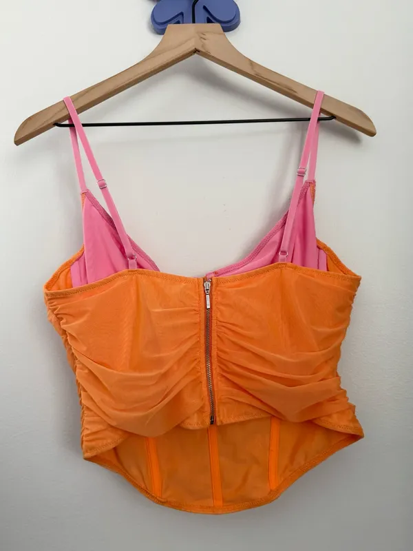 White Fox XL NEW Heavenly Hour Bustier Cami Orange Pink Rave Nightclub - Image 5