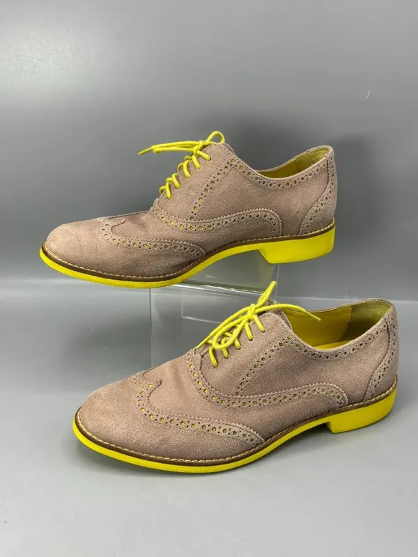Cole Haan Lunargrand Alisa Wingtip Oxford Shoes Womens 8.5 Tan Yellow Almond Toe - Image 2
