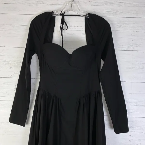 Parthea Long Sleeve Tie Back A-Line Dress - Black size M - Image 2