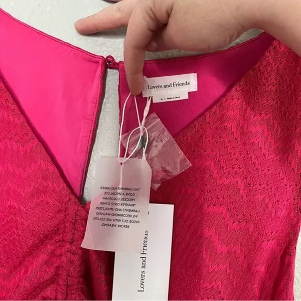 Lovers and friends Sharon hot pink cut out sleeveless jumpsuit size XL chevron - Image 9