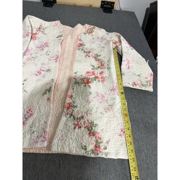 Handmade women's Floral Quilted Duster Sweater Sz XS/S Cottage Core Grandma Chic - Image 5