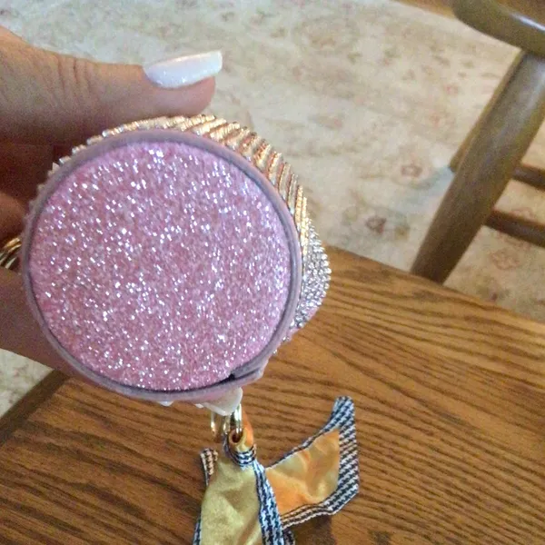 Womens Pink Bling Lipstick Case Bag Charm with Twilly in Pink - Image 7