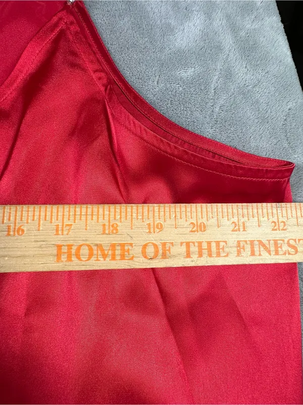 2 Express Red Silver sequin Satin V-Neck Cami Tops L XL Rhinestone-Strap Accent - Image 7