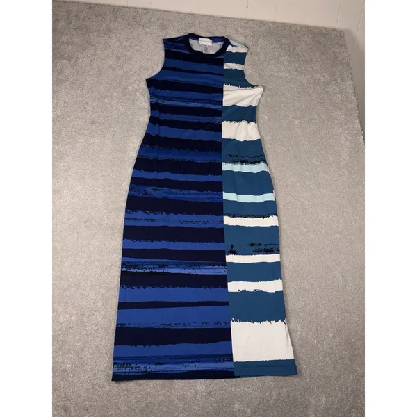 Corey Lynn Calter for Anthropologie sleeveless striped midi dress M Color Block - Image 7