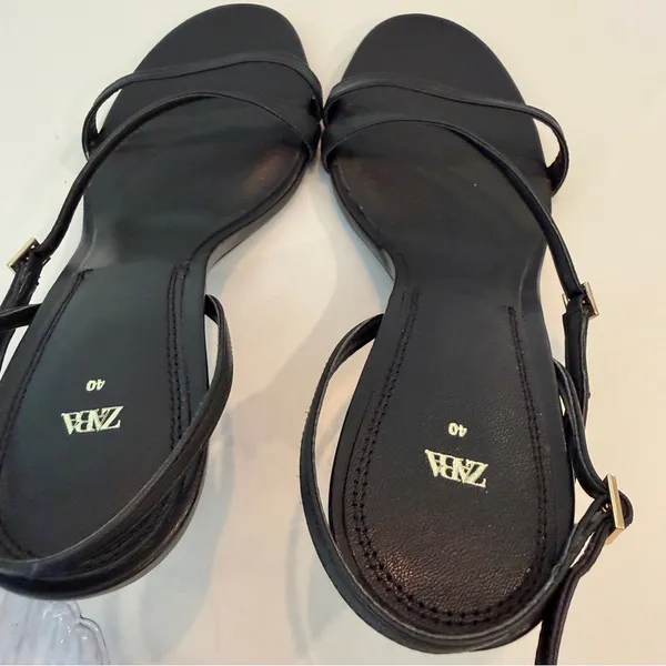 Zara Slingback Strappy Heels Sz 40 / 9 Black Shoes Stilettos - Image 6