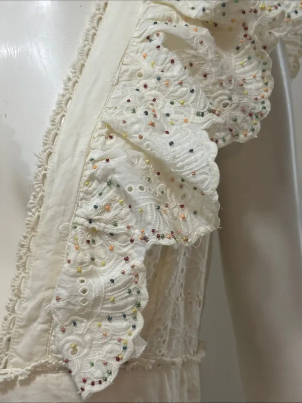 Farm Rio Cotton Beaded Eyelet Mini Dress Size small - Image 9