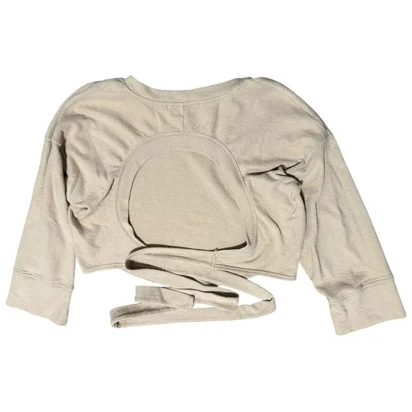 Free People FP Beach Women’s Size XS Tan Nude Tie Front Open Back Shirt Top - Image 3