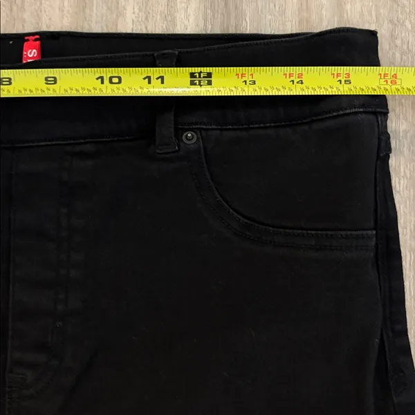 Spanx Cropped Flare Raw Hem Black Denim Jeans Size Large - Image 6