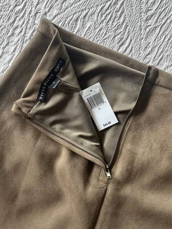 Dry Goods Suede Olive Brown Skirt - Image 4