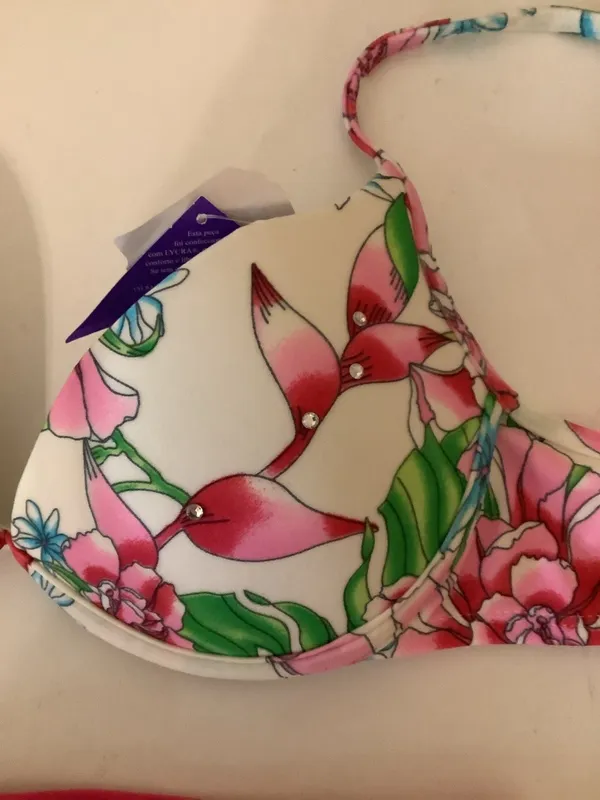 Recco Size Medium Brazilian Floral and Pink Underwire Bikini Set. New With Tags - Image 6
