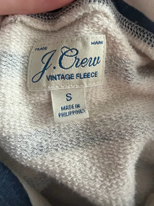 J.Crew Vintage Fleece Striped Costal Nautical Turtleneck Crop Sweater Small. - Image 6