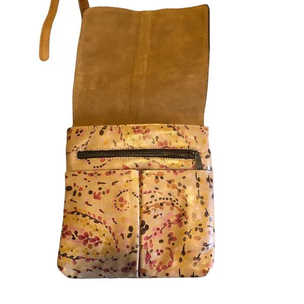 Patricia Nash Grenada Floral Print Painted Tan Crossbody Italian Leather Boho - Image 7