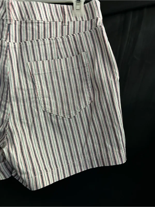 Old Navy Women's Striped Button-Front Shorts in White & Burgundy Sz 10 NWT - Image 5