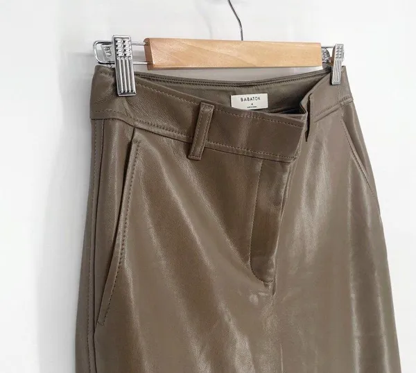 Aritzia Babaton Command Faux Leather Crop Pants Vegan Brown Women's 4 - Image 4