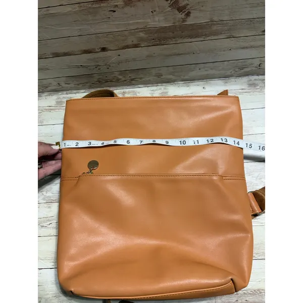 Mark And Graham Vegan Leather Backpack Top Zipper Camel - Image 8