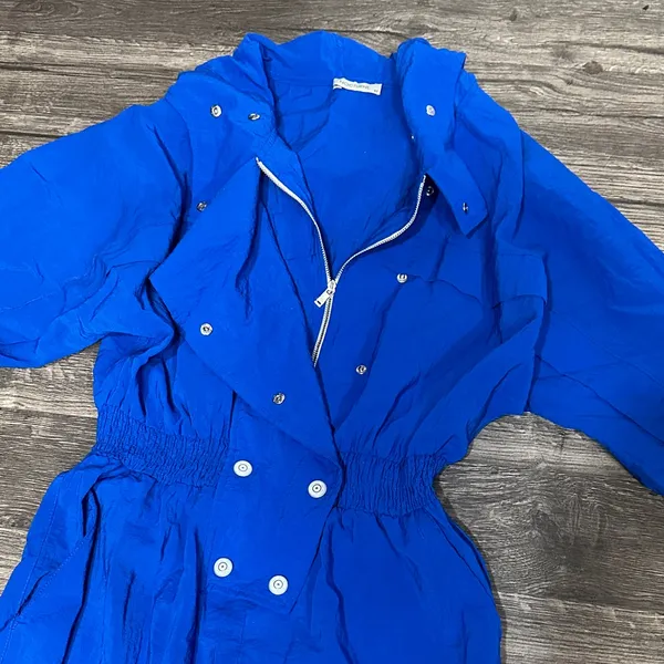 Bold Cobalt Utility Jumpsuit with Button Front Blue Size 42 - Image 5