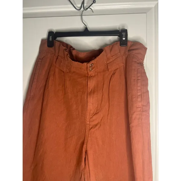 Veronica Beard Karter Paperbag Linen Blend Casual Crop Pants Mocha woman’s 12 - Image 5