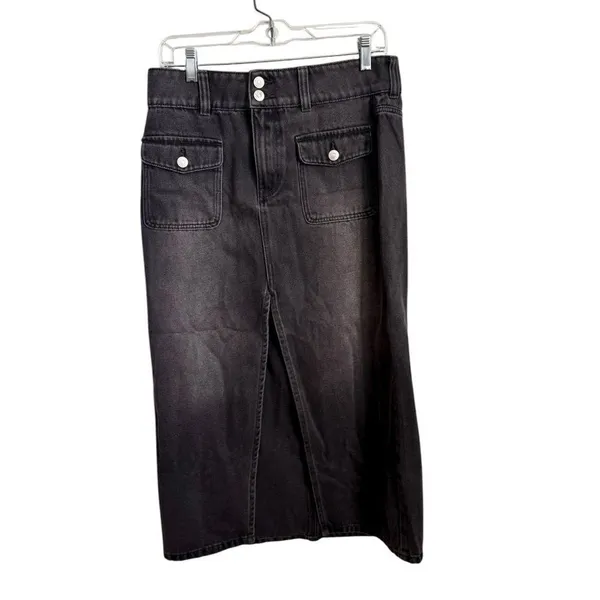 We The Free x Free People Madison Denim Midi Skirt In Black 29 - Image 4