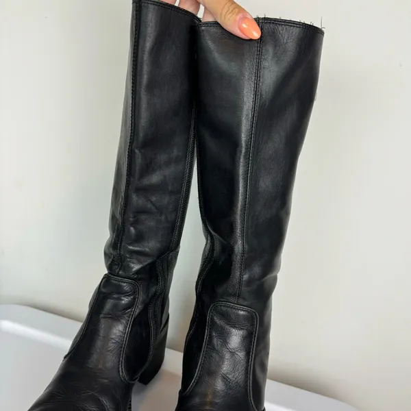 Vtg Y2K Harley Davidson Black Leather Tall Pavement Boots Sz 7.5 Chunky Moto - Image 8