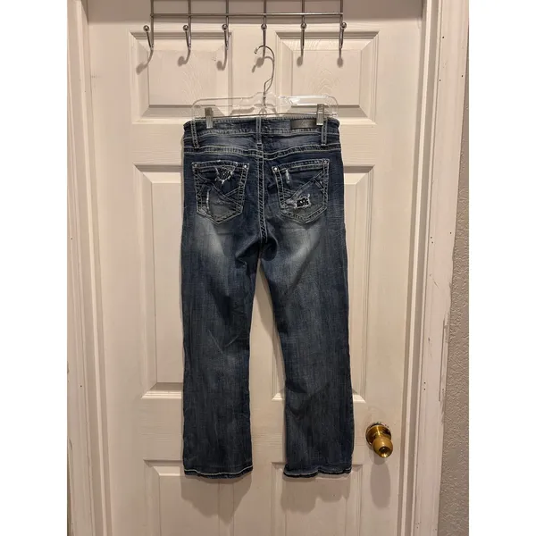 Daytrip Mila Bootcut Jeans 27 Medium Wash Distressed Thick Stitch Hemmed - Image 6