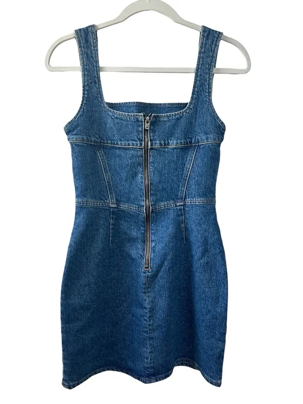 Reformation Davies Bustier Denim Mini Dress in Laguna Size 2 Gently Used Western - Image 5