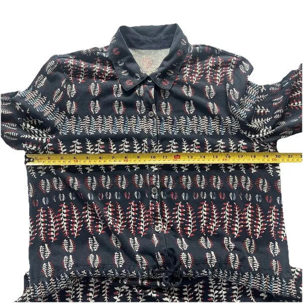 Tory Burch Drawstring Shirt Dress L Willow Fern Pima Cotton Resortwear Vacation - Image 5