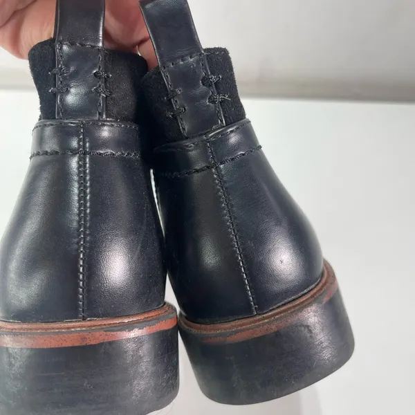 Tommy Hilfiger TWFAWN Black Leather Ankle Boots Logo Women 7M Zipper Equestrian - Image 4