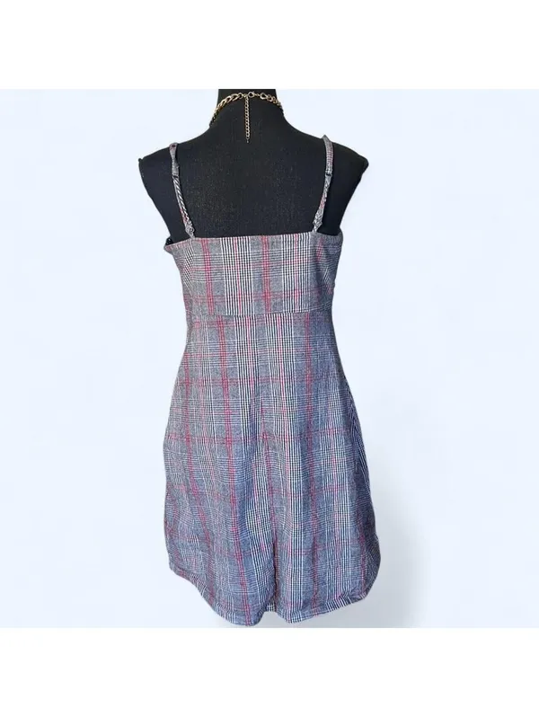 Hollister Y2K coquette preppy dark academia plaid mini dress size medium 🤎 - Image 4