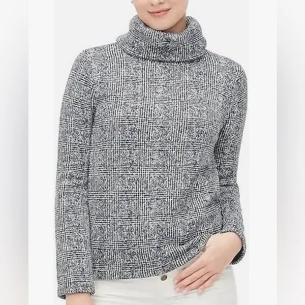 J.Crew mercantile funnel neck plaid pullover sweater Black - Image 2