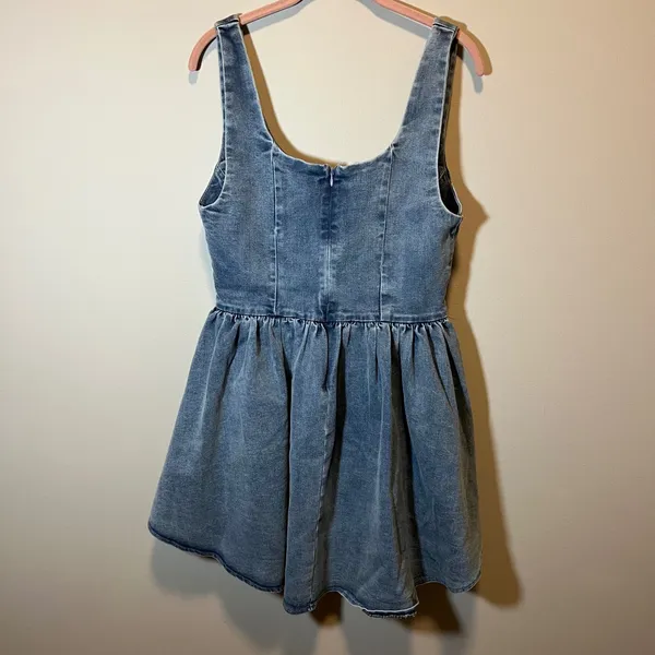 12th Tribe Denim Corset Mini Dress Blue Medium Wash XL NWT Country Western - Image 7