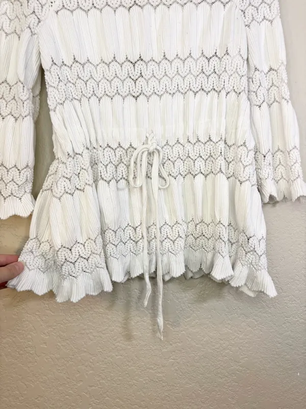 Free People Fire Island White Open Knit Top Size S - Image 8