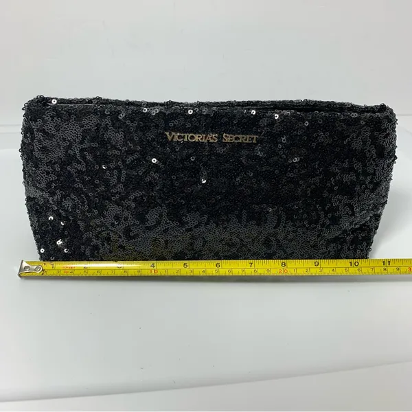 Victoria's Secret Clutch Handbag Sequence Black Snap Bag Make Up‎ Bag - Image 5