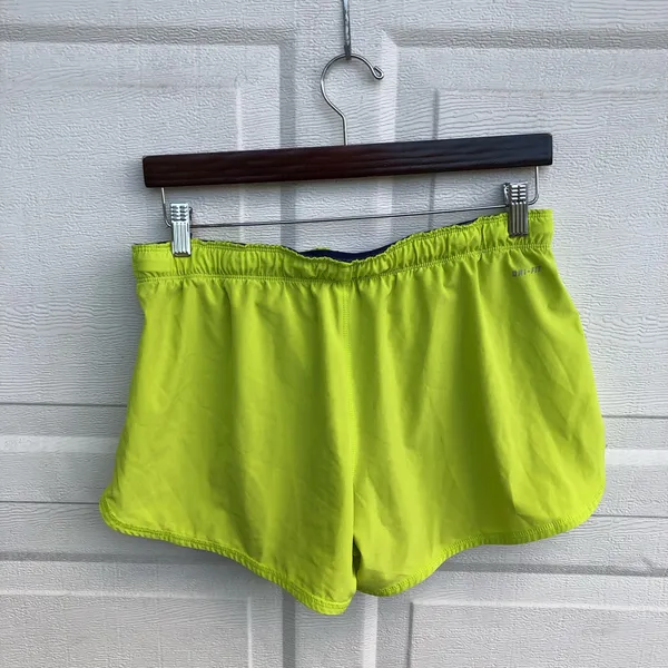 Nike Women’s Shorts Dri-Fit Fold Over Yellow Purple Medium - Image 3