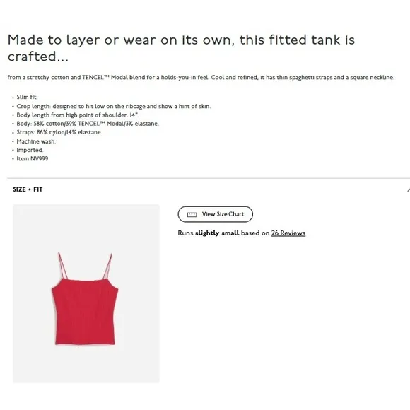 Madewell Top Womens Extra‎ Small Watermelon Red Square Neck Cropped Tank NV999 - Image 3