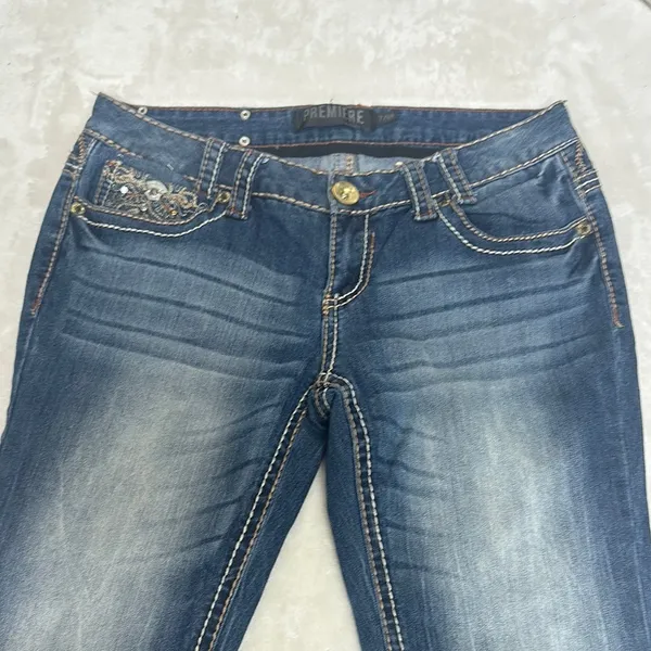 Premier Blue Boot Cut Jeans with Ornate Back Design - Image 4