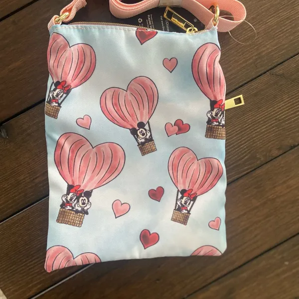 Lounge Fly Disney Mickey Mouse & Minnie Mouse Heart Balloon Passport Crossbody Bag - Image 2