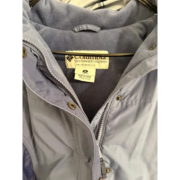 Columbia Parka Women‎ M Blue Hooded Fleece Lined Colorblock Zip Jacket - Image 3