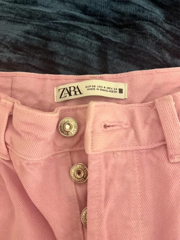Zara Pink High Rise Straight Jeans - Image 3