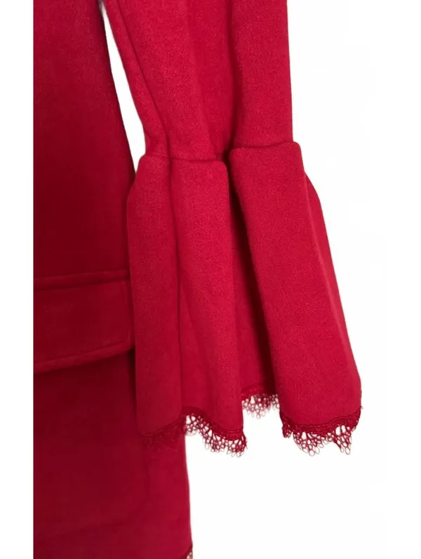 Dress Red Mini Indie BOHO Size Large Coquette Cottage Peasant Red Tomato Rare - Image 7