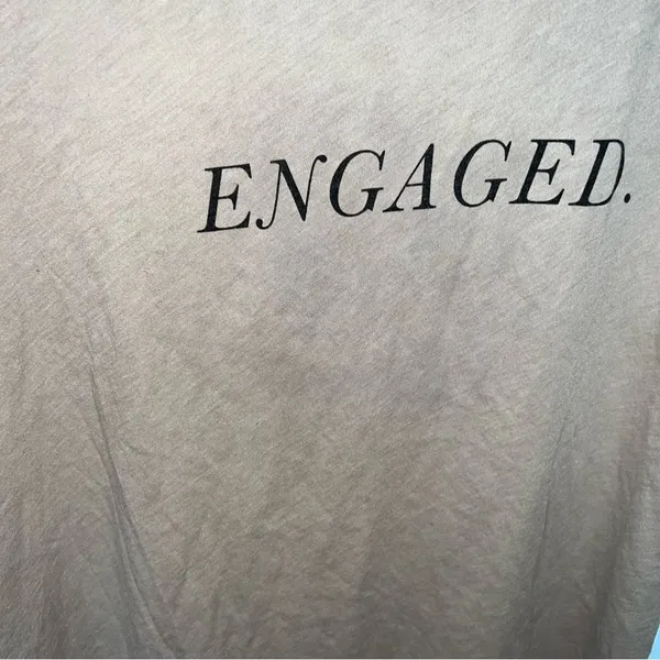 Wildfox Engaged Beige Swoop Neck T-Shirt Oversized - Image 8