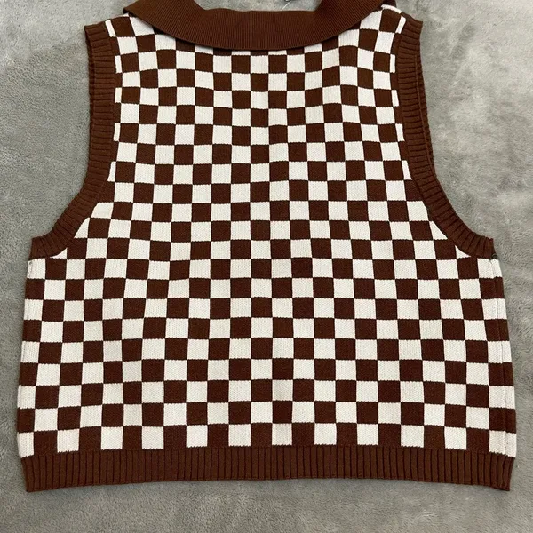 💜NWT RUE 21 Brown Checkered Sweater Vest, XL - Image 2