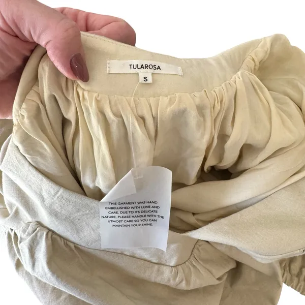 Tularosa - NWT Sydney Mini Sandstone Linen Blend Puff Sleeve Open Back Tie Sz M - Image 10